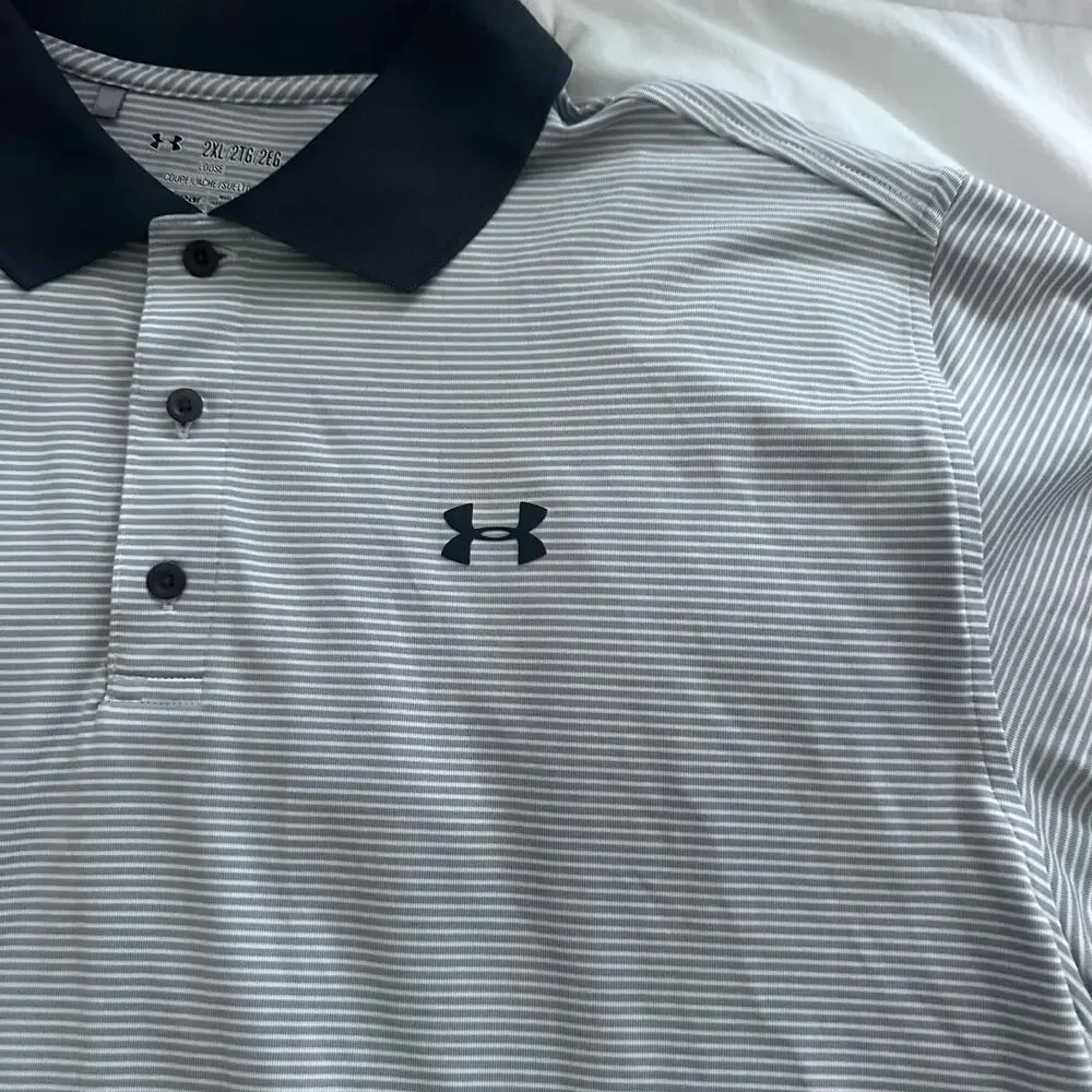 Under Armour Men's Playoff Polo Shirt - XXL - Blue Stripe